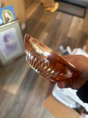 Carnival Glass Bowl with Diamond Pattern