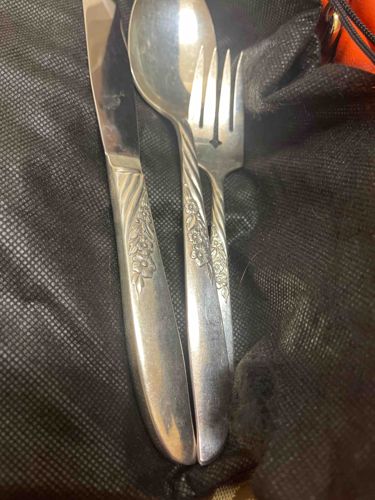 Vintage Floral Embossed Three-Piece Flatware Set