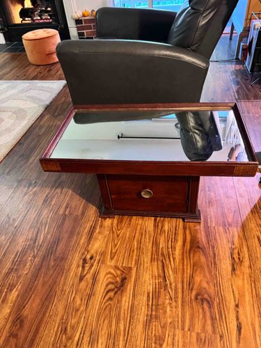 Art Deco Mirrored Cocktail Table with Drawer