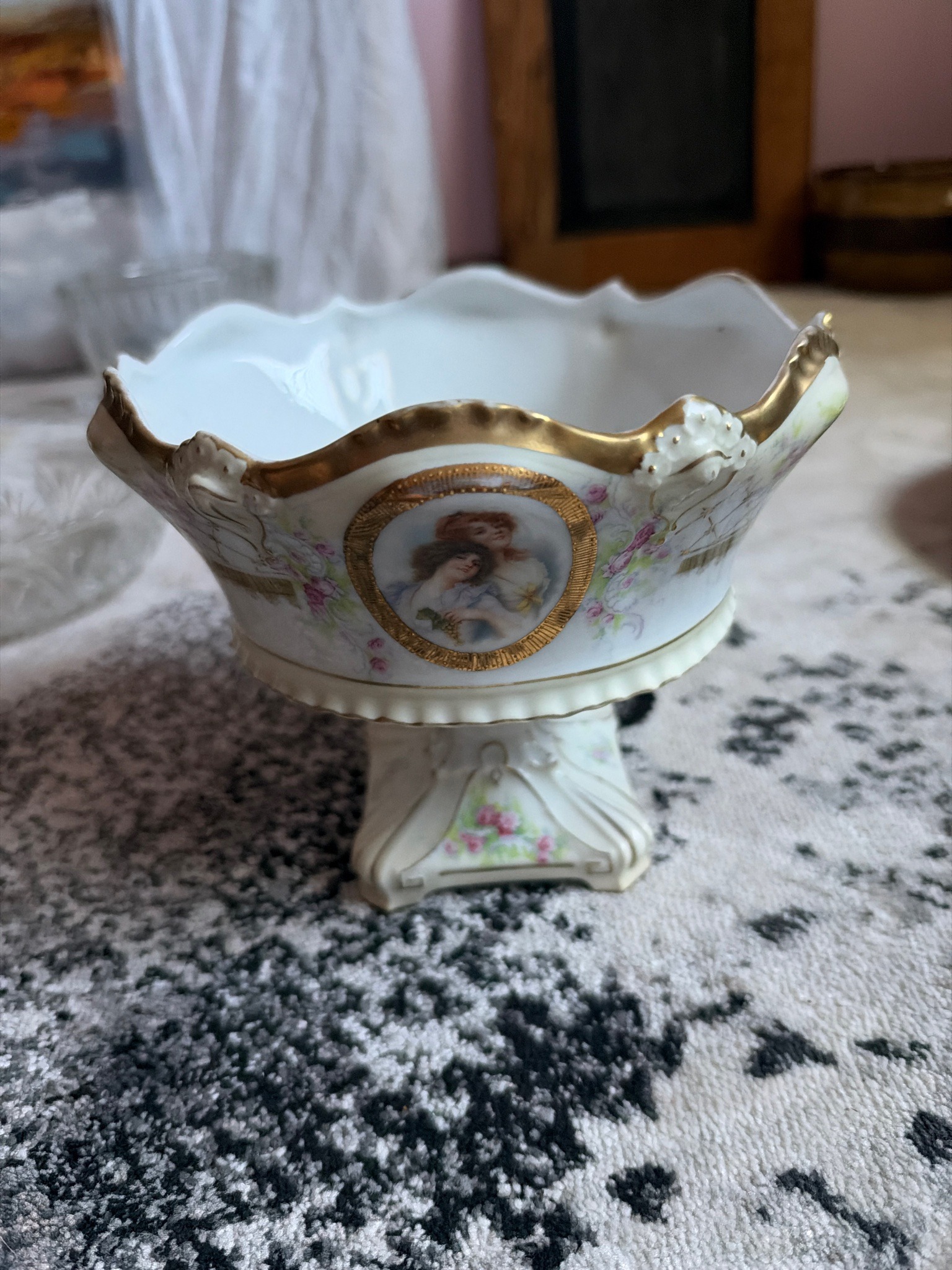 Submitted photo of Hand-painted porcelain compote dish