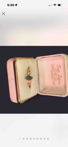 Black Hills Gold Marquise Green Gemstone and Diamond Ring