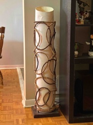 Cylindrical Rope and Fabric Floor Lamp