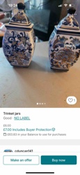 Pair of Blue and White Gilt Trinket Jars