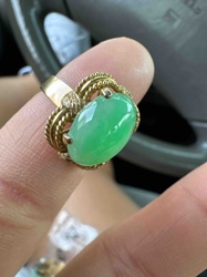 Vintage-Style Oval Jade and Gold-Tone Ring