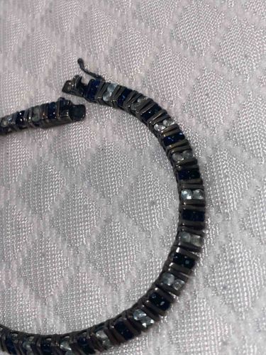 Two-Tone Inlaid Stone Tennis Bracelet