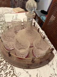 Vintage Glass Decanter Set with Tray