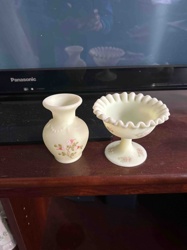 Fenton Art Glass Collection: Vase and Ruffled Compote Dish