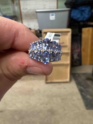 Tanzanite and Diamond/Cubic Zirconia Cluster Ring