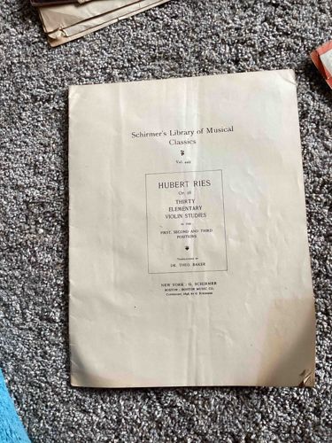 Hubert Ries Thirty Elementary Violin Studies Sheet Music