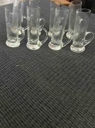 Set of Eight Etched Glass Handled Shot/Cordial Mugs