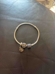 Silver-Toned Charm Bracelet with '16' Dangle and Pave Charms