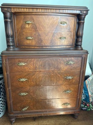Vintage Stacked Wood Dresser with Brass Pulls