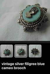 Vintage Silver Filigree Cameo Brooch