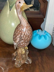 Murano Art Glass Duck Figurine with Aventurine