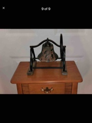 Cast Metal Table Bell with Wrought Iron Frame