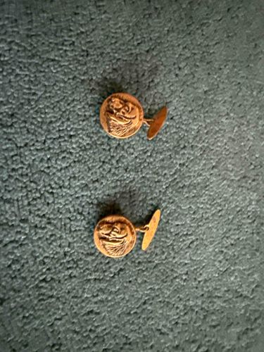 Vintage Gold-Toned Cufflinks with Relief Busts