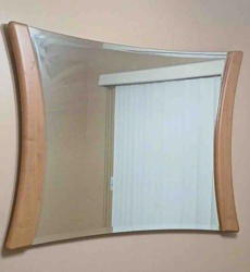 Modern Curved Wood Framed Wall Mirror