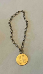 Vintage Engraved Initial 'H' Gold-Tone Charm with Chain Segment