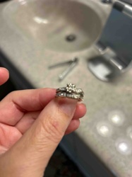 Diamond and Silver Wedding Ring Set