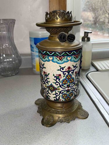 Persian Enamelled Kerosene Lamp