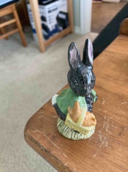 Anthropomorphic Rabbit Figurine with Basket of Carrots