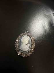 Modern Cameo Pendant with Pave Rhinestone Frame