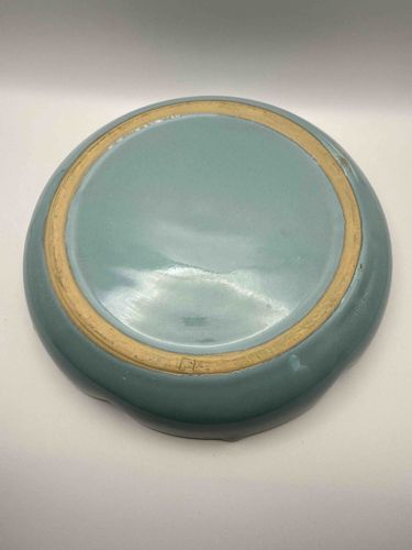 Mid-Century Modern Celadon Glazed Ceramic Low Bowl or Planter