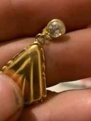 Gold-Toned Teardrop Dangle Earring with Clear Stone Stud