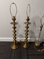 Pair of Mid-Century Modern Solid Brass Stacked Ball Table Lamps