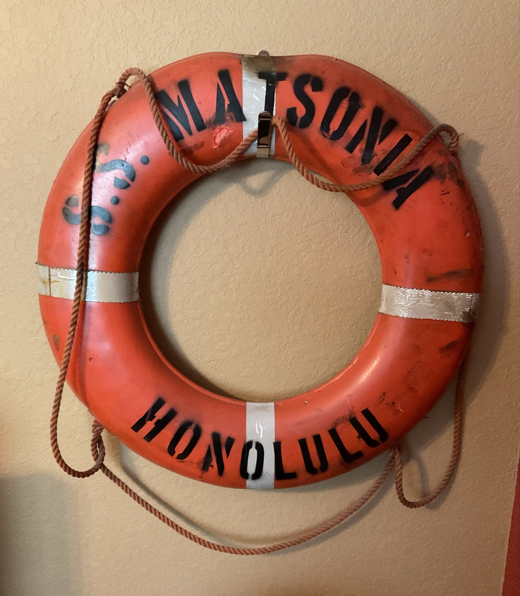 Submitted photo of Vintage Ship's Life Ring marked 'MATSONIA HONOLULU' (not authenticated)