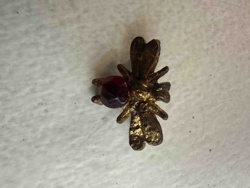 Insectoid Brooch or Pendant with Red Faceted Stone