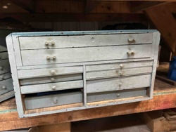 Vintage Wooden Multi-Drawer Workbench Cabinet / Machinist's Chest