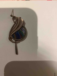 Artisan Style Stained Glass and Silver Drop Earring