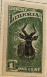 Liberia 1 Cent Postage Stamp with Antelope