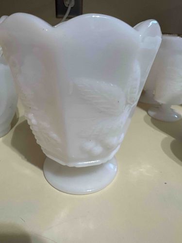 Milk Glass Scalloped Edge Vase/Planter