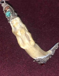 Carved Mermaid Tusk Pendant with Gemstones