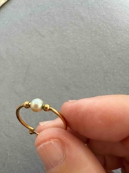 Single Pearl and Gold Bead Adjustable Ring