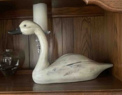 Carved Wooden Swan Decoy or Figurine