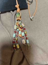Multi-Bead and Leather Pendant Necklace