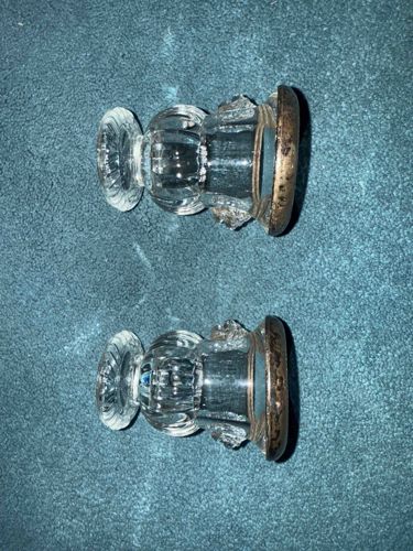 Vintage Clear Cut Glass and Brass Door Knobs (Pair)