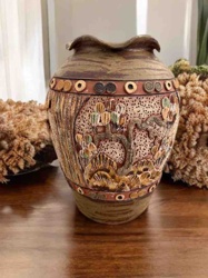 Embossed Ceramic Scenic Vase
