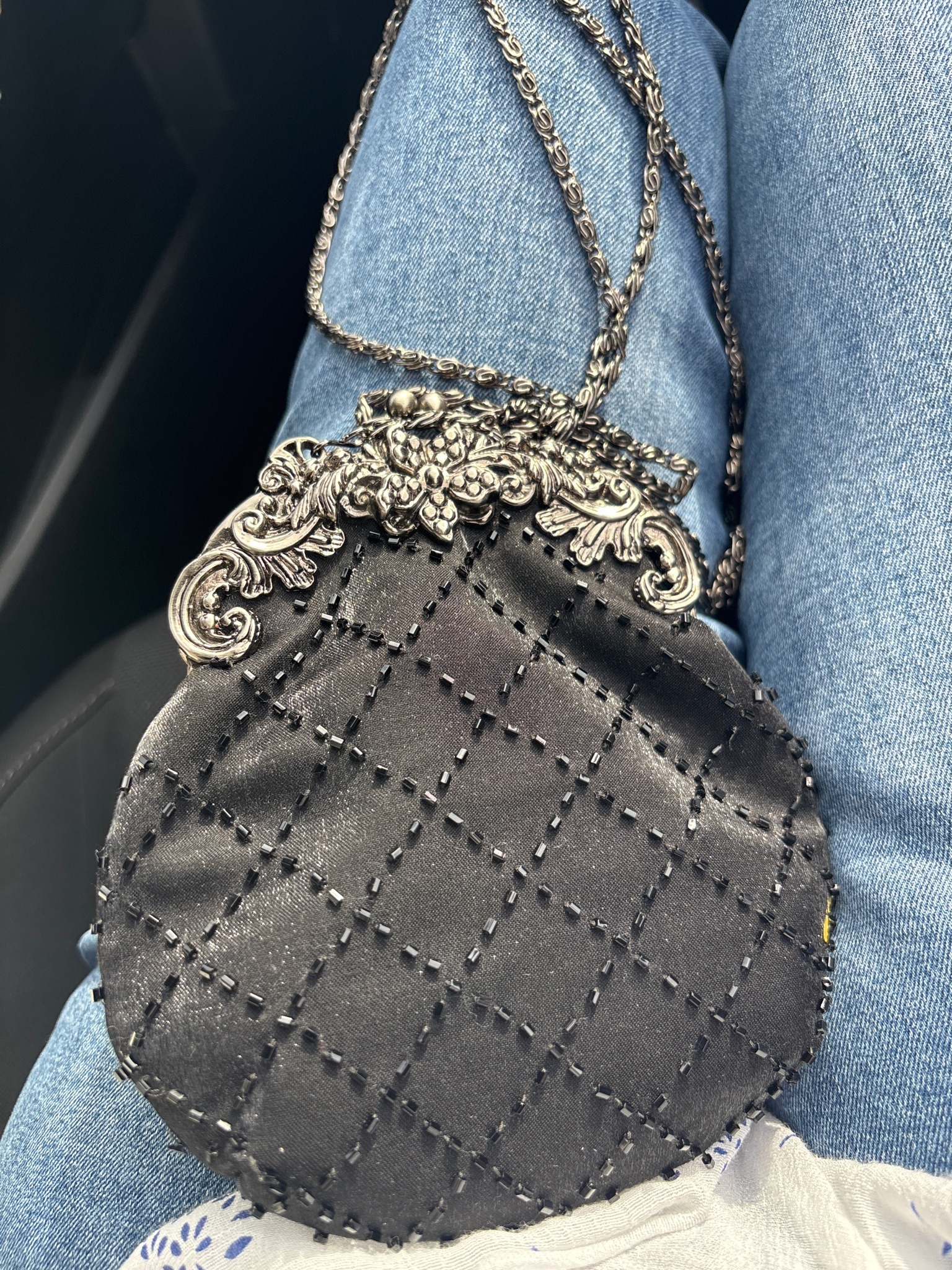Submitted photo of Beaded evening bag with ornate metal frame