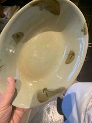 Oval Ceramic Serving Dish with Leaf Motif