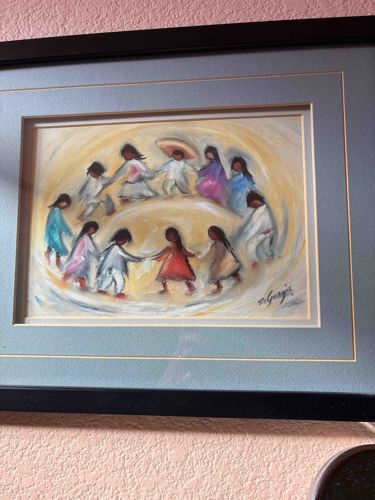 Naïve Style Painting of Children in a Circle by de Grazia