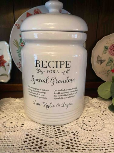 Ceramic "Recipe for a Special Grandma" Jar