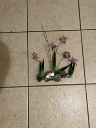 Metal Floral Wall Art Sculpture with Lilac-Colored Flowers