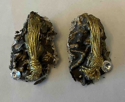 Mixed Media "Broom" Design Clip-On Earrings