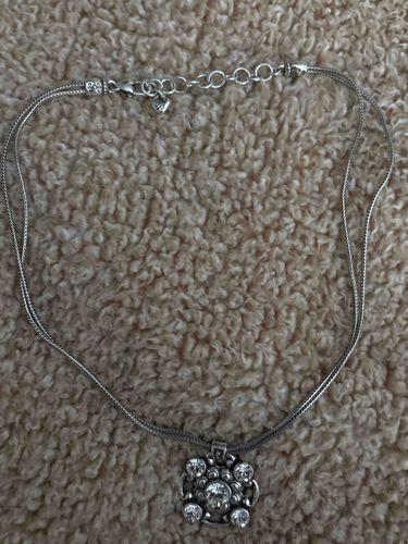 Brighton Silver-Tone Crystal Flower Pendant Necklace