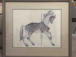 Signed and Numbered Watercolor Painting "Carousel Horse" by John Westcott