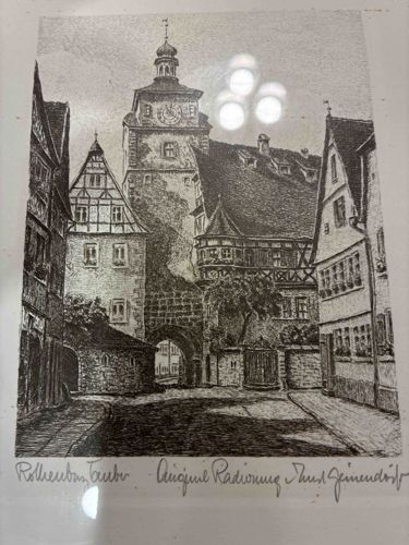 Rothenburg ob der Tauber Cityscape Etching by Paul Geissendörfer